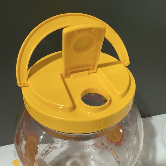 VTG Anchor Hocking Sun Tea Gallon Glass Jar 70's Jug Dispenser Yellow Sunny Daze - Picture 5 of 8